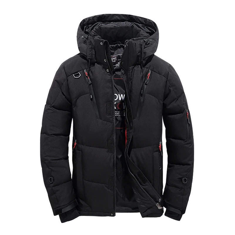 The Everest Parka in Black, front view