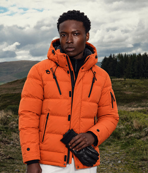 ASPEN jacket in Summit Orange, on model