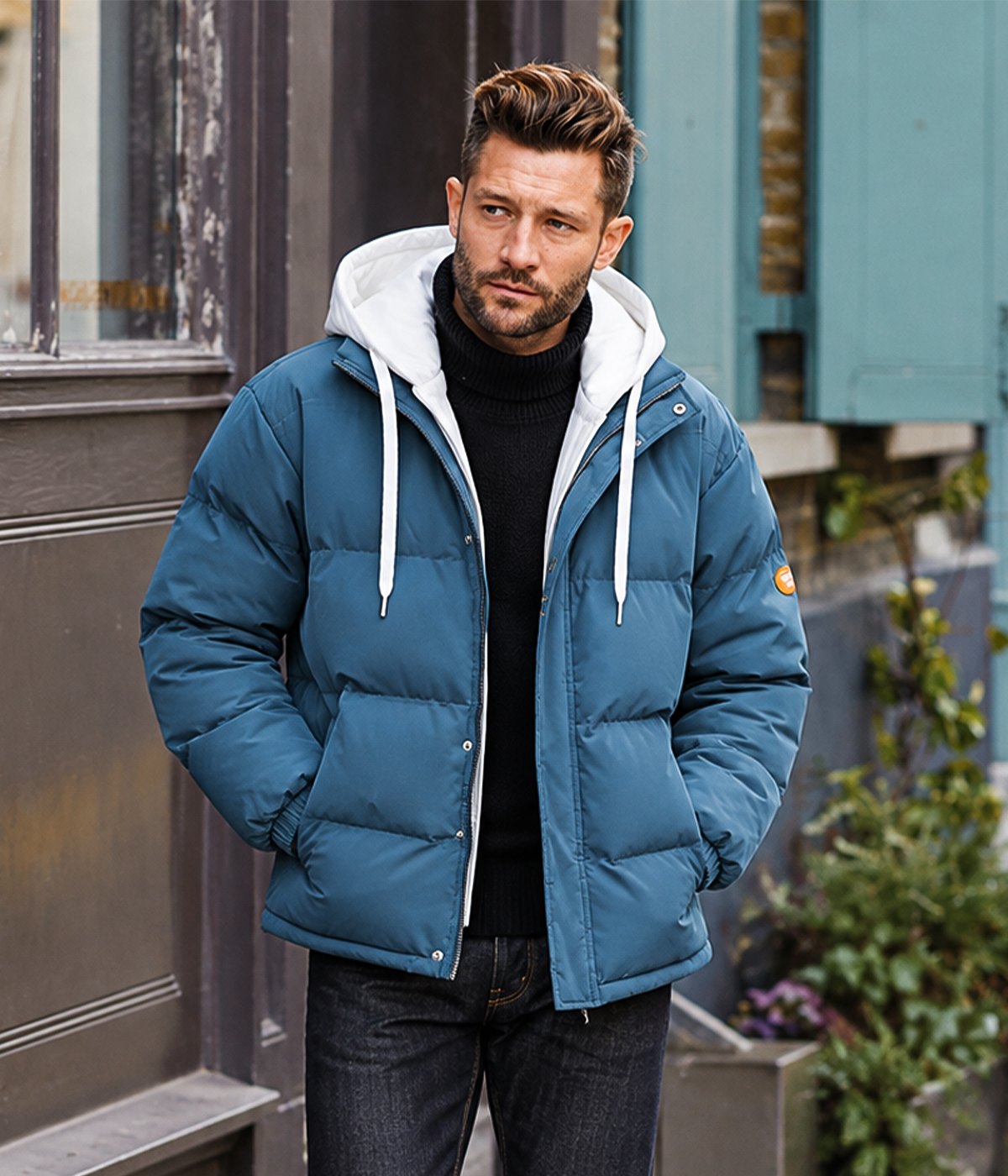 MONTANA jacket in Steel Blue, on model